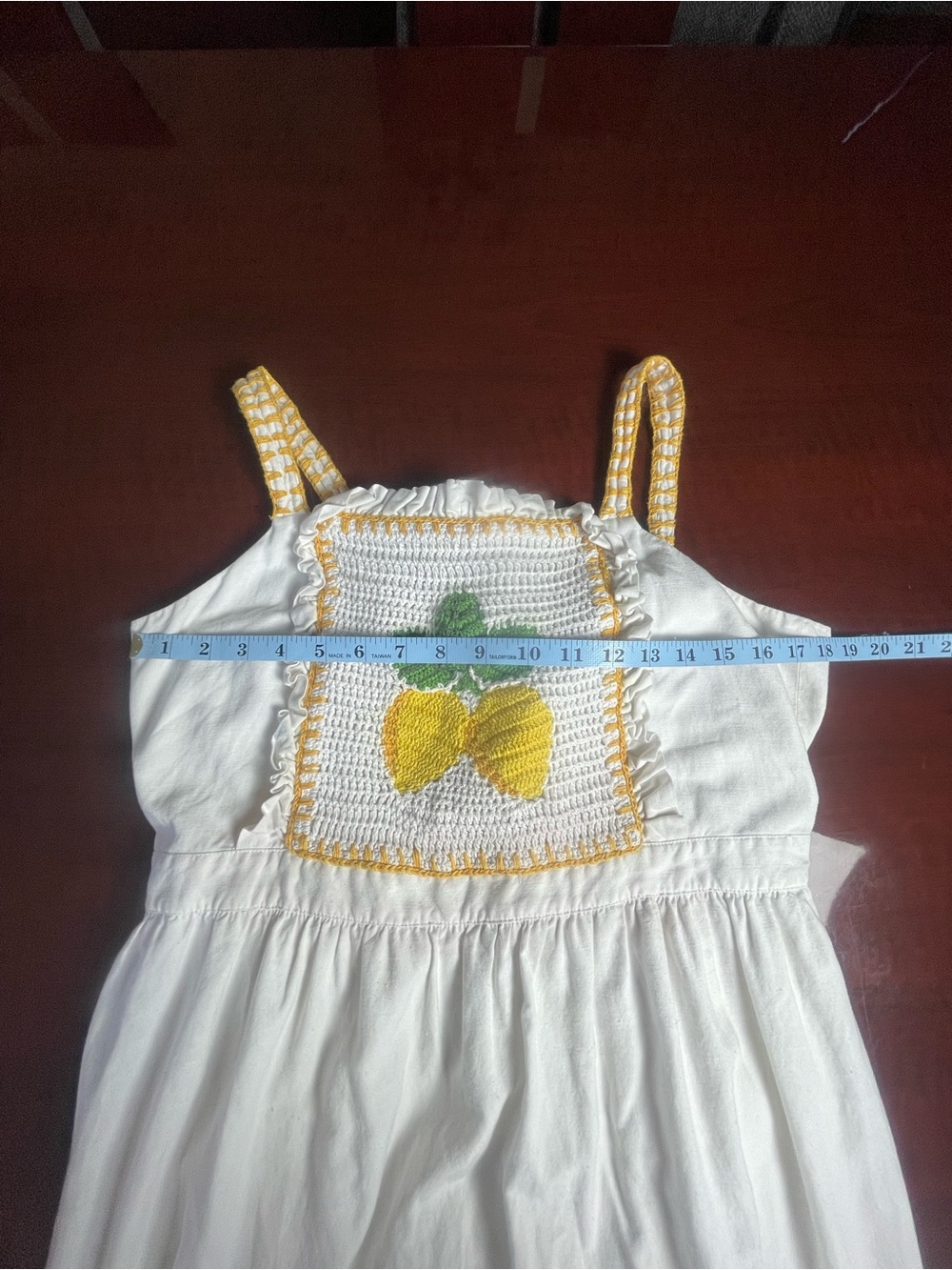 Saylor Kathy Midi Cotton Dress Lemon print Embroidered white summer Sz M Coastal - Picture 9 of 12